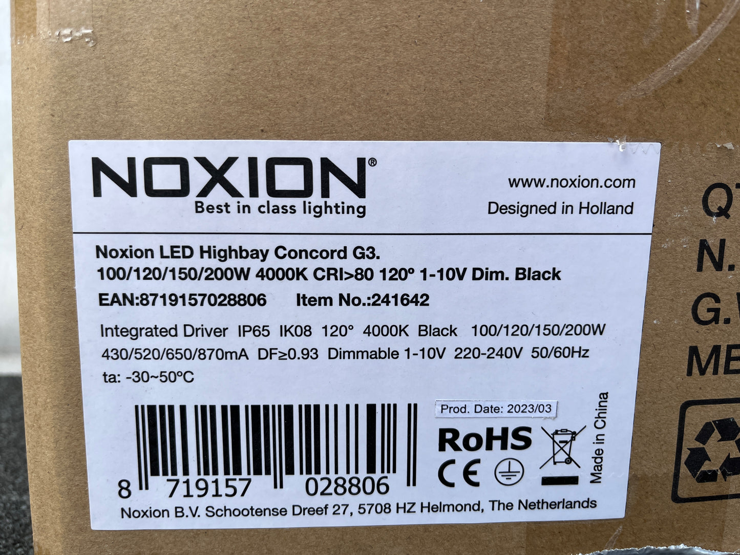 Noxion LED Highbay Concord G3 lampen met kap