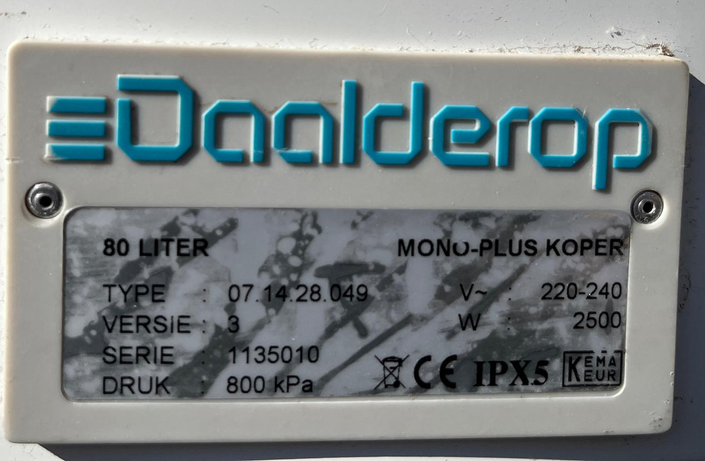Daalderop 80 liter boiler
