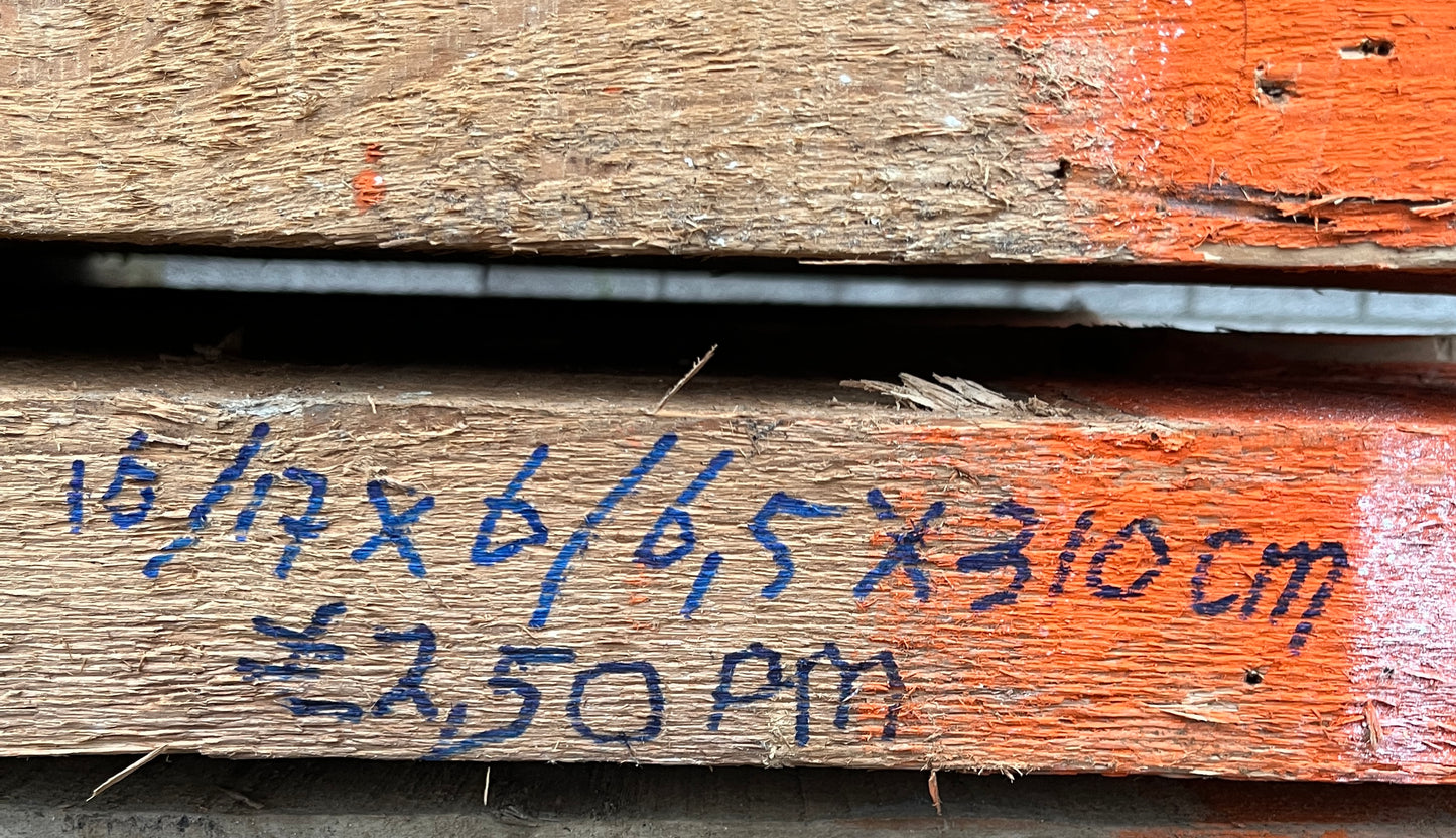 Gebruikte balken 16/17 x 6/6,5 x 310cm