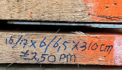 Gebruikte balken 16/17 x 6/6,5 x 310cm