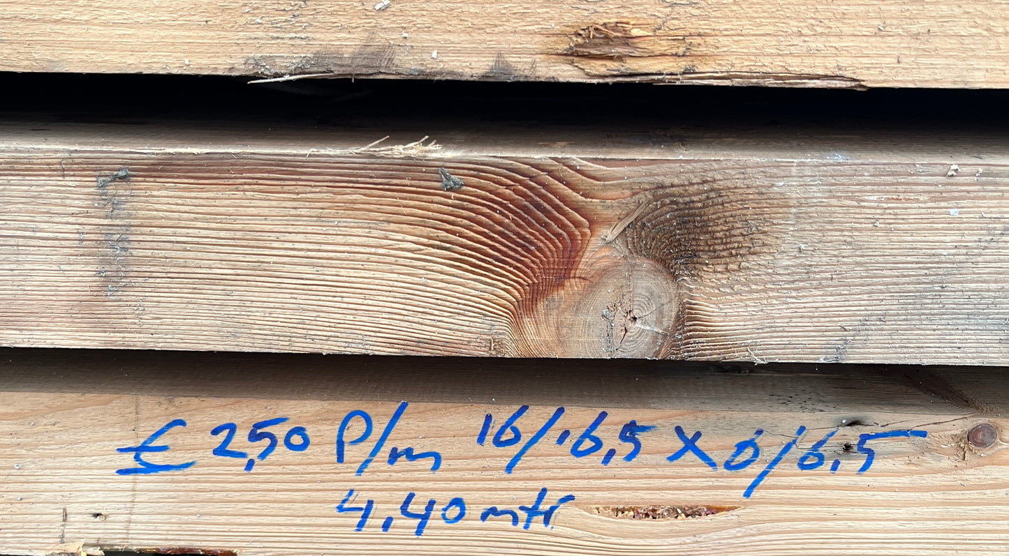 Gebruikte balken 16/16,5 x 6/6,5 x 440cm