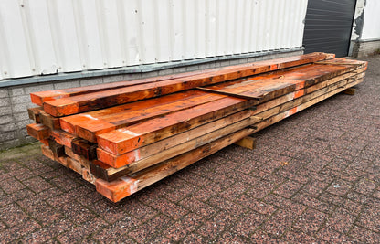 Gebruikte balken 16/16,5 x 6/6,5 x 440cm